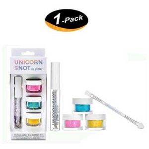 (1 Pack) Unicorn Snot Hi Def Glitter Kit, Lip Gloss, Eyeshadow, Primer + 3 Color